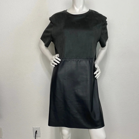 Zara Faux Leather & Suede Vintage Inspired Retro 1960's Pullover Mini Dress XL - Picture 4 of 10